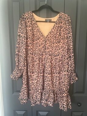 Lulu's Brown Leopard Print Brown and Black Babydoll Dress